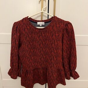 Ro & De Red Textured Peplum Blouse
